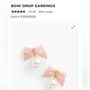 Talbots Pink Bow Drop Earrings NWT